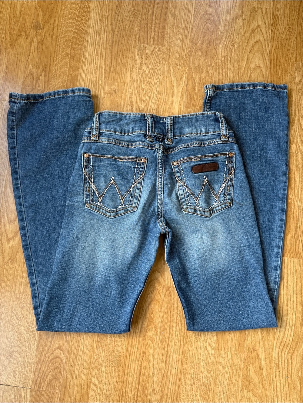 Wrangler Women's Blue Boot Cut Jeans with Contrast Pocket Stitching